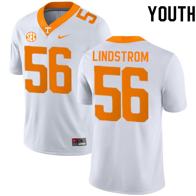 Youth #56 Kellen Lindstrom Tennessee Volunteers College Football Jerseys Stitched-White